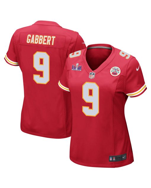 Blaine Gabbert 9 Kansas City Chiefs Super Bowl LVIII Patch Game Women Jersey – Red