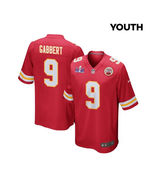 Blaine Gabbert 9 Kansas City Chiefs Super Bowl LVIII Patch Game YOUTH Jersey – Red