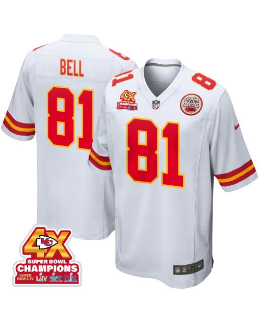 Blake Bell 81 Kansas City Chiefs Super Bowl LVIII Champions 4X Game Men Jersey – White