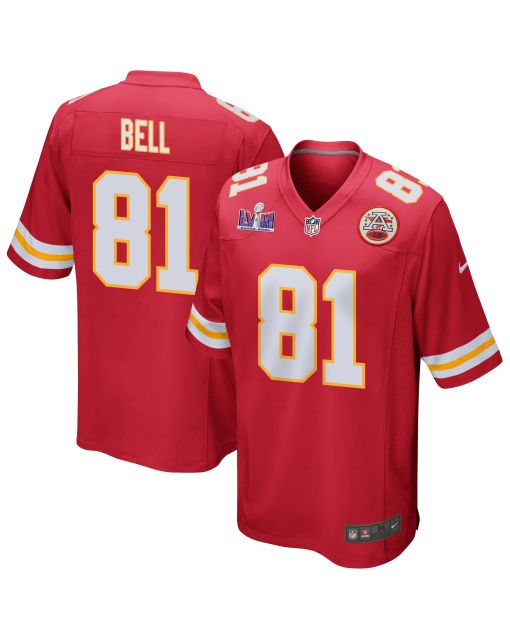 Blake Bell 81 Kansas City Chiefs Super Bowl LVIII Patch Game Men Jersey – Red