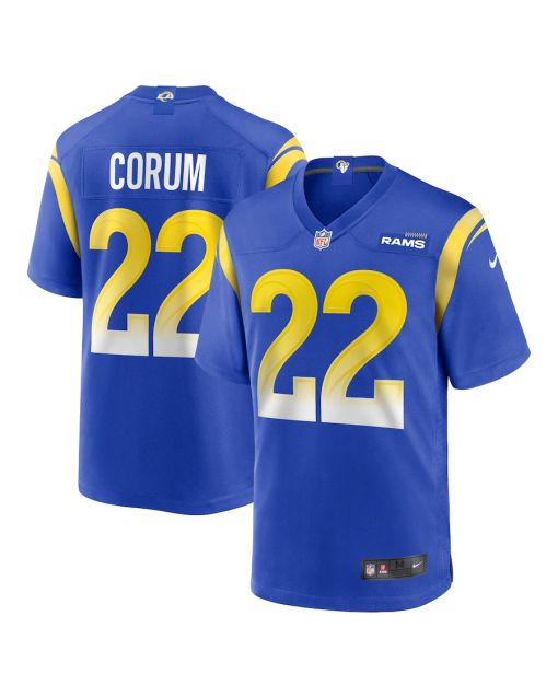 Blake Corum 22 Los Angeles Rams 2024 NFL Draft Game Jersey – Royal