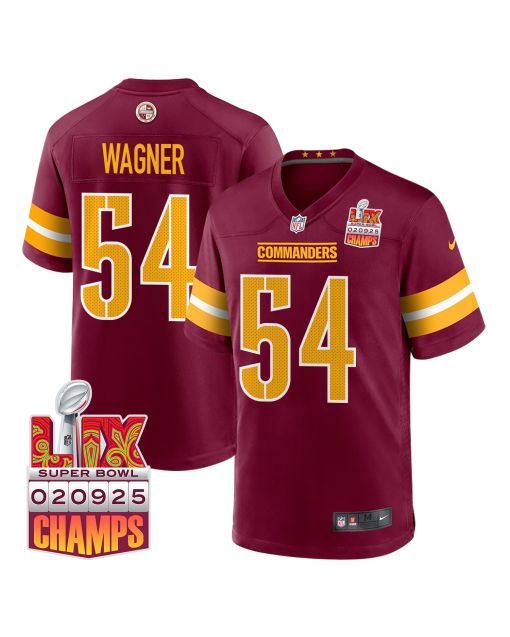 Bobby Wagner 54 Washington Commanders Super Bowl LIX Champions Patch Game Men Jersey – Burgundy