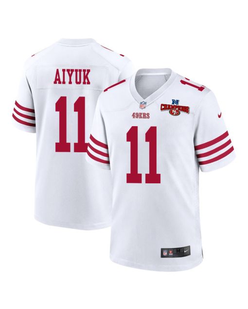 Brandon Aiyuk 11 San Francisco 49ers NFC Champions Patch Game Men Jersey – White