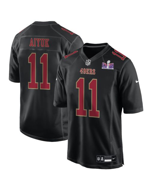 Brandon Aiyuk 11 San Francisco 49ers Super Bowl LVIII Patch Fashion Game Men Jersey – Carbon Black