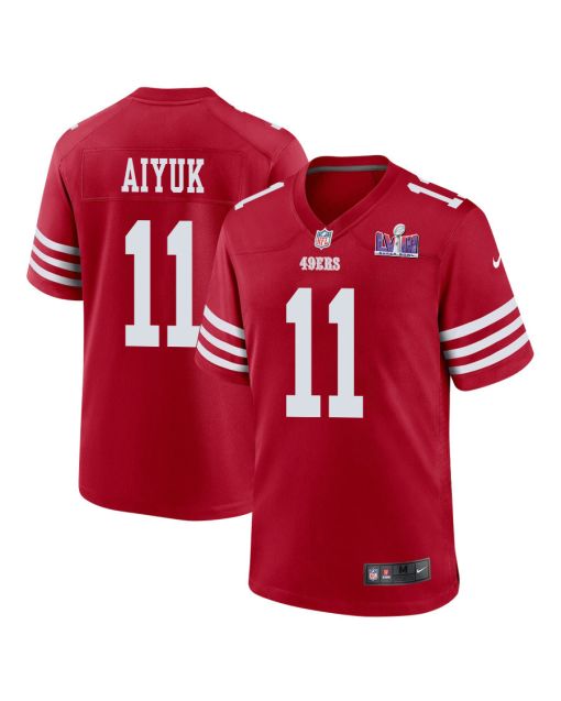 Brandon Aiyuk 11 San Francisco 49ers Super Bowl LVIII Patch Game Men Jersey – Scarlet