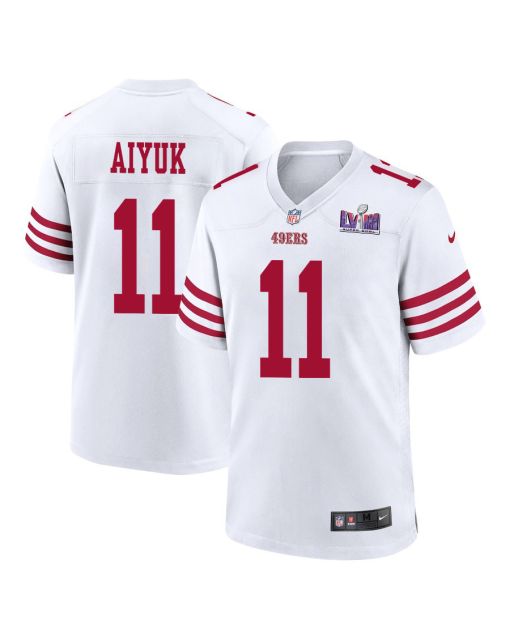 Brandon Aiyuk 11 San Francisco 49ers Super Bowl LVIII Patch Game Men Jersey – White