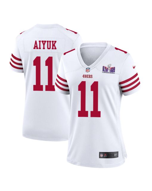 Brandon Aiyuk 11 San Francisco 49ers Super Bowl LVIII Patch Game Women Jersey – White