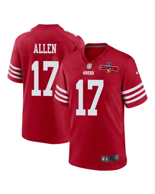 Brandon Allen 17 San Francisco 49ers NFC Champions Patch Game Men Jersey – Scarlet