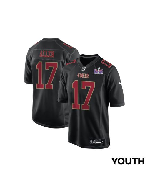 Brandon Allen 17 San Francisco 49ers Super Bowl LVIII Patch Fashion Game YOUTH Jersey – Carbon Black