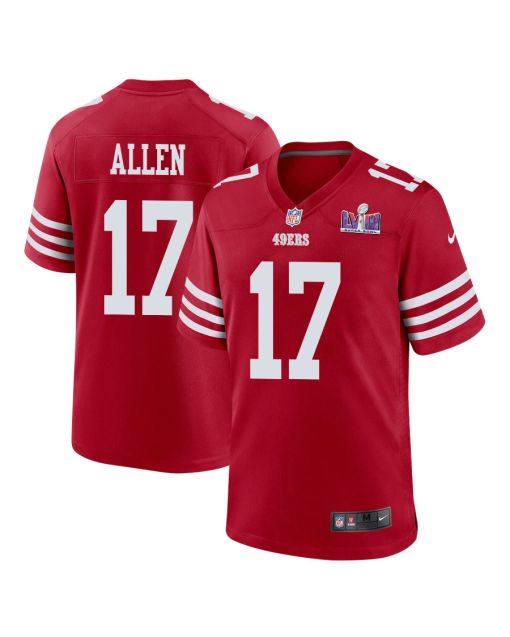 Brandon Allen 17 San Francisco 49ers Super Bowl LVIII Patch Game Men Jersey – Scarlet