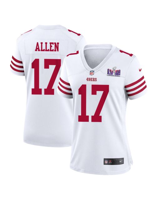 Brandon Allen 17 San Francisco 49ers Super Bowl LVIII Patch Game Women Jersey – White