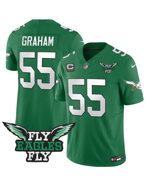 Brandon Graham 55 Philadelphia Eagles Fly Eagles Fly Patch Alternate Game Men Jersey – Kelly Green
