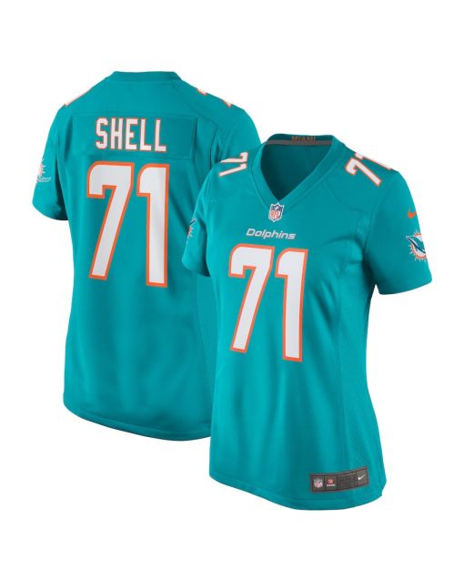 Brandon Shell 71 Miami Dolphins Women Home Game Jersey – Aqua
