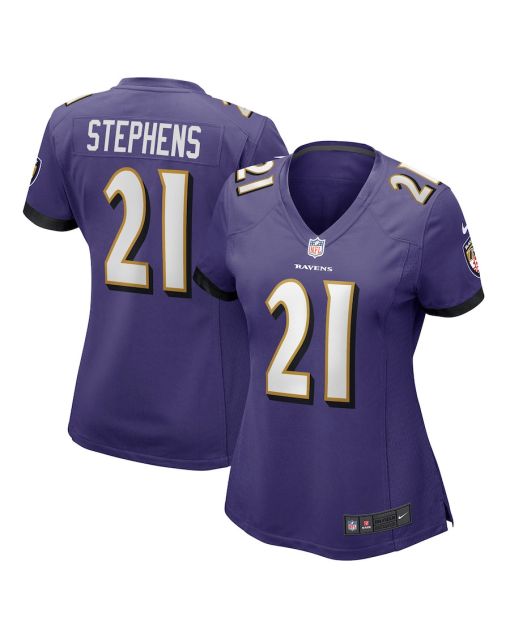 Brandon Stephens 21 Baltimore Ravens Women Game Jersey – Purple