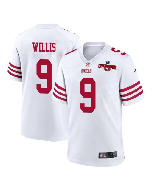 Brayden Willis 9 San Francisco 49ers NFC Champions Patch Game Men Jersey – White