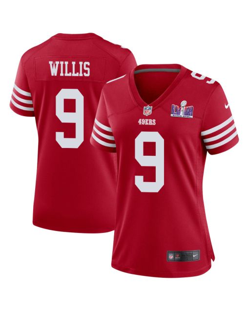 Brayden Willis 9 San Francisco 49ers Super Bowl LVIII Patch Game Women Jersey – Scarlet