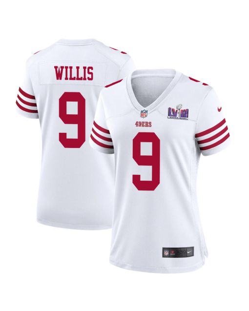 Brayden Willis 9 San Francisco 49ers Super Bowl LVIII Patch Game Women Jersey – White