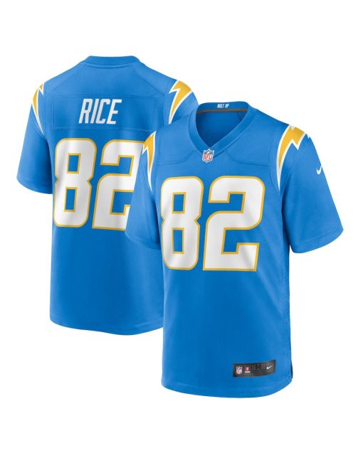 Brenden Rice 82 Los Angeles Chargers Team Game Men Jersey – Powder Blue