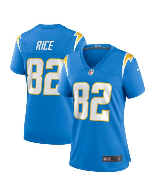 Brenden Rice 82 Los Angeles Chargers Women’s Game Jersey – Powder Blue