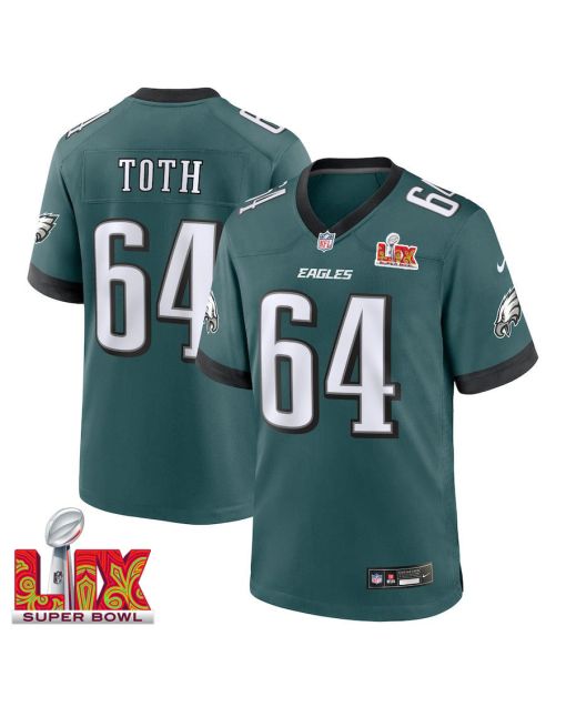Brett Toth #64 Philadelphia Eagles Super Bowl LIX Jersey – Men’s – Midnight Green