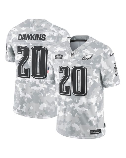 Brian Dawkins 20 Philadelphia Eagles 2024 Salute to Service Retired Player Limited Men Jersey – Arctic Camo