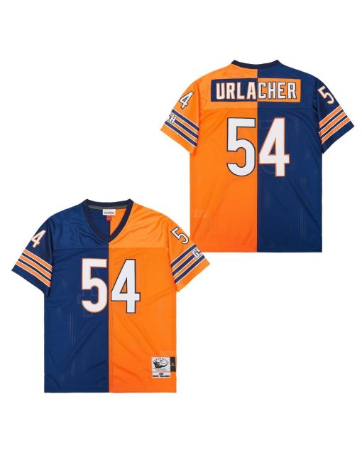 Brian Urlacher 54 Chicago Bears Two-Toned Retro Throwback Men Jersey – Orange/Navy