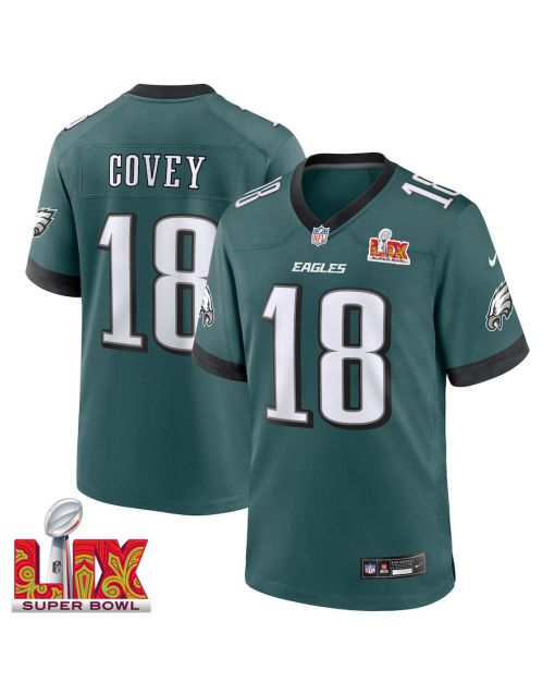 Britain Covey #18 Philadelphia Eagles Super Bowl LIX Jersey – Men’s – Midnight Green