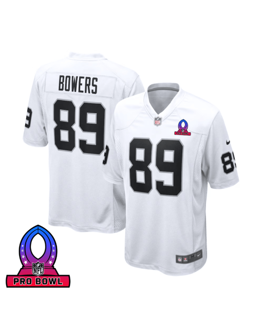 Brock Bowers 89 Las Vegas Raiders 2025 Pro Bowl Patch Game Men Jersey – White