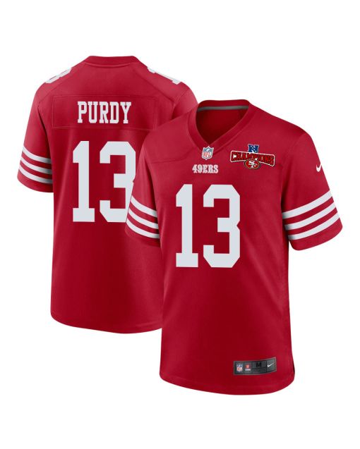 Brock Purdy 13 San Francisco 49ers NFC Champions Patch Game Men Jersey – Scarlet