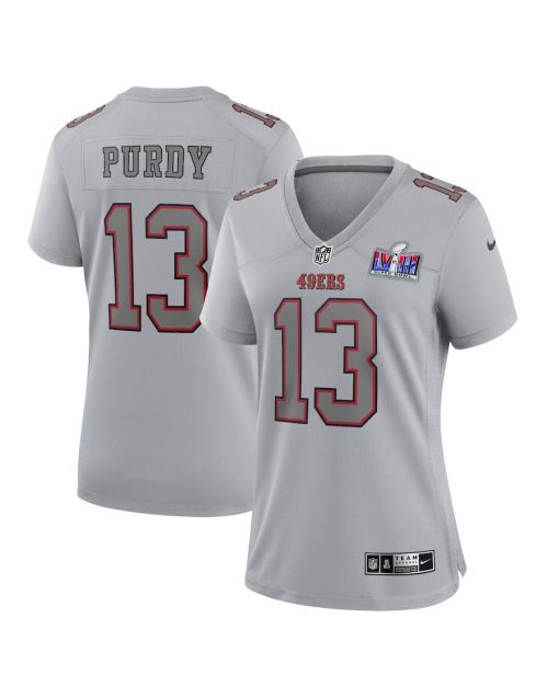 Brock Purdy 13 San Francisco 49ers Super Bowl LVIII Atmosphere Fashion Game Women Jersey – Gray