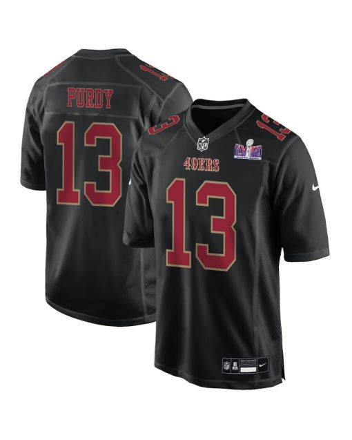 Brock Purdy 13 San Francisco 49ers Super Bowl LVIII Patch Fashion Game Men Jersey – Carbon Black