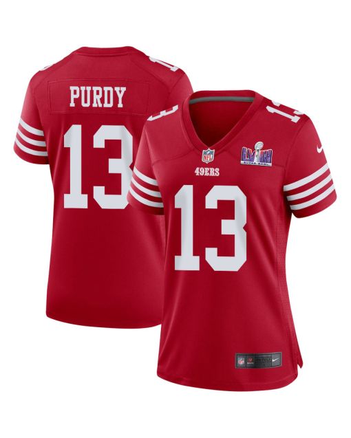 Brock Purdy 13 San Francisco 49ers Super Bowl LVIII Patch Game Women Jersey – Scarlet
