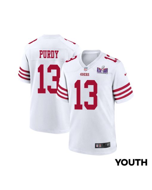 Brock Purdy 13 San Francisco 49ers Super Bowl LVIII Patch Game YOUTH Jersey – White