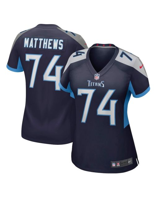 Bruce Matthews 74 Tennessee Titans Women Retired Jersey – Navy