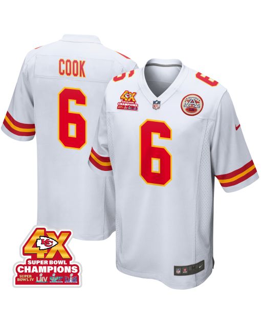 Bryan Cook 6 Kansas City Chiefs Super Bowl LVIII Champions 4X Game Men Jersey – White