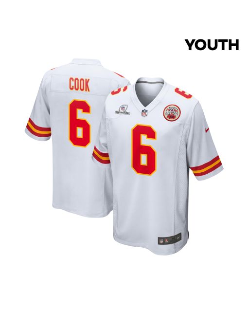 Bryan Cook 6 Kansas City Chiefs Super Bowl LVIII Patch Game YOUTH Jersey – White