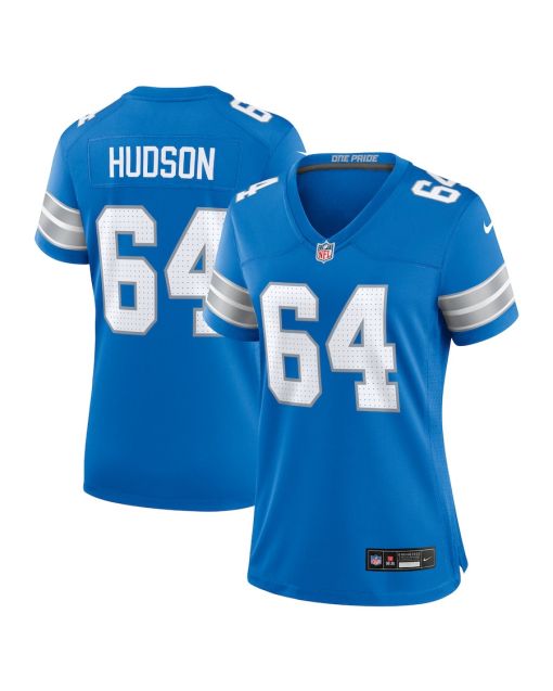 Bryan Hudson 64 Detroit Lions Women’s Game Jersey – Blue