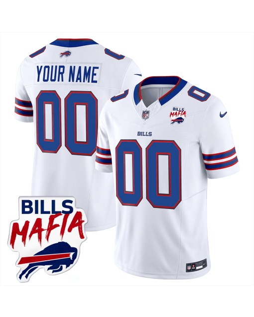 Buffalo Bills Bills Mafia Patch Game Men Custom Jersey – White
