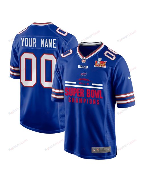 Buffalo Bills Super Bowl LIX Champions Ball Game Men Custom Jersey – Royal
