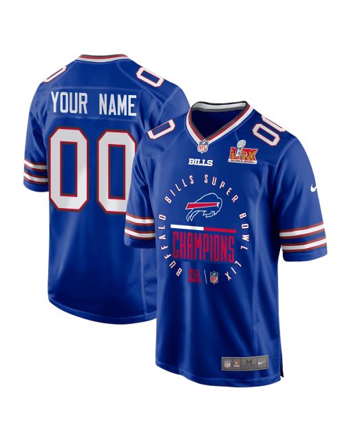 Buffalo Bills Super Bowl LIX Champions Game Men Custom Jersey – Royal