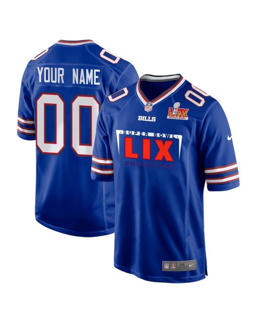 Buffalo Bills Super Bowl LIX Champions Simple Style Game Men Custom Jersey – Royal