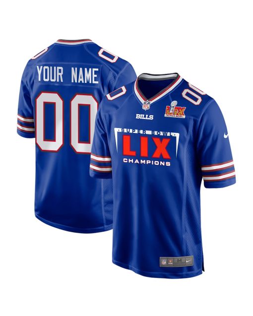 Buffalo Bills Super Bowl LIX Champions Simple Style V2 Game Men Custom Jersey – Royal