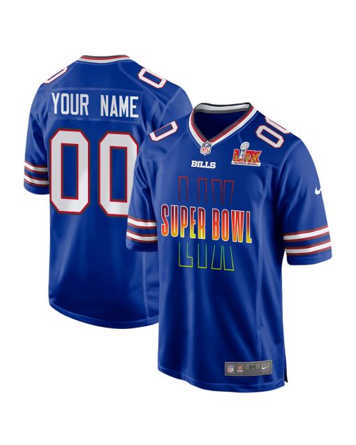 Buffalo Bills Super Bowl LIX Game Men Custom Jersey – Royal