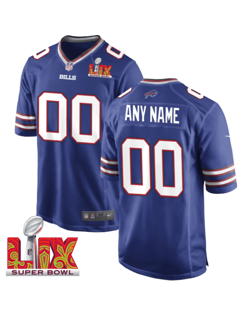 Buffalo Bills Super Bowl LIX Patch Game Men Custom Jersey – Royal