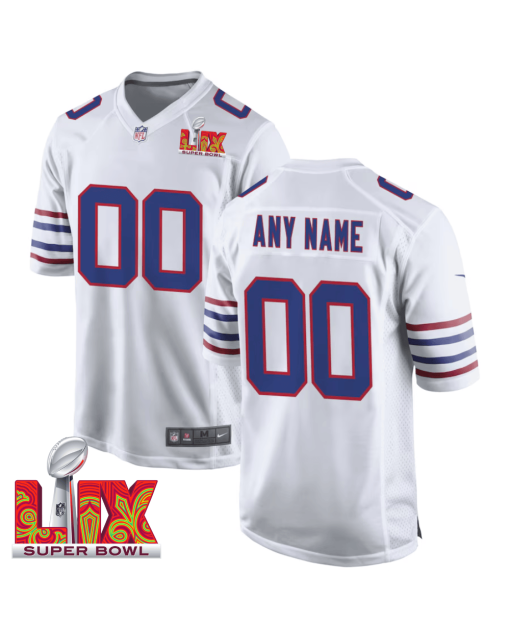 Buffalo Bills Super Bowl LIX Patch Game Men Custom Jersey – White