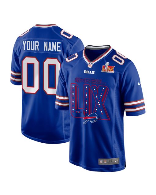 Buffalo Bills Super Bowl LIX V2 Game Men Custom Jersey – Royal