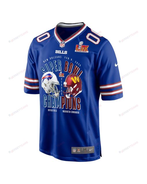 Buffalo Bills Vs. Washington Commanders Super Bowl LIX Game Men Custom Jersey – Royal