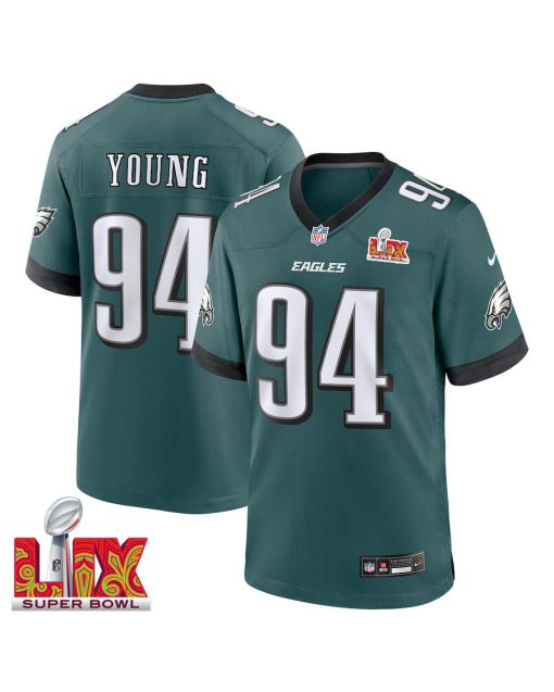 Byron Young #94 Philadelphia Eagles Super Bowl LIX Jersey – Men’s – Midnight Green