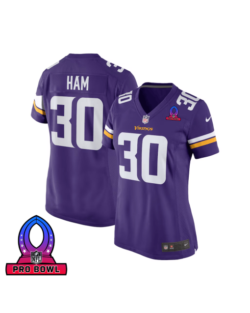 C.J. Ham 30 Minnesota Vikings 2025 Pro Bowl Patch Women Game Jersey – Purple