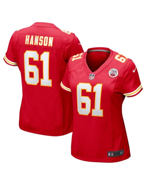C.J. Hanson 61 Kansas City Chiefs Women’s Game Jersey – Red